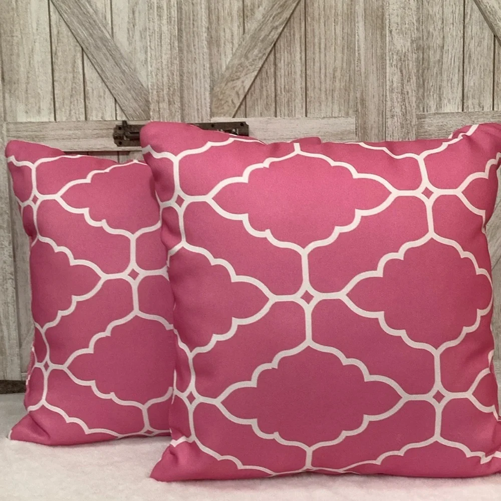 White and Pink Outdoor Pillows